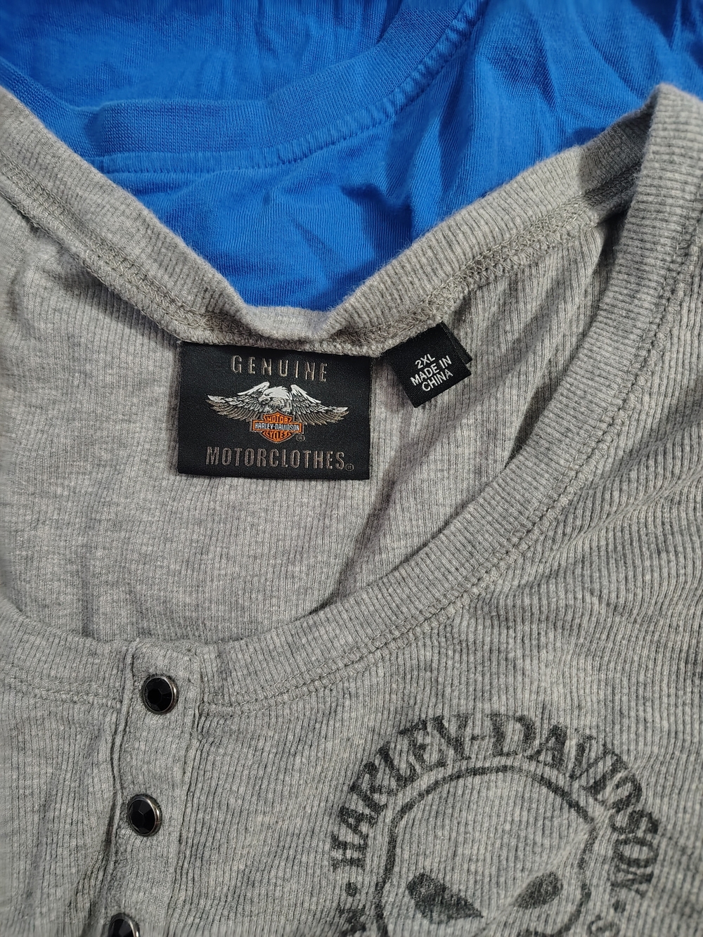 Harley-Davidson Men’s Grey Ribbed Henley Sweater